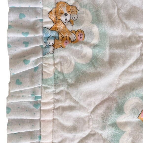 Vintage Kitsch Pastel Animal Crib Quilt Bedding - Picture 3 of 8